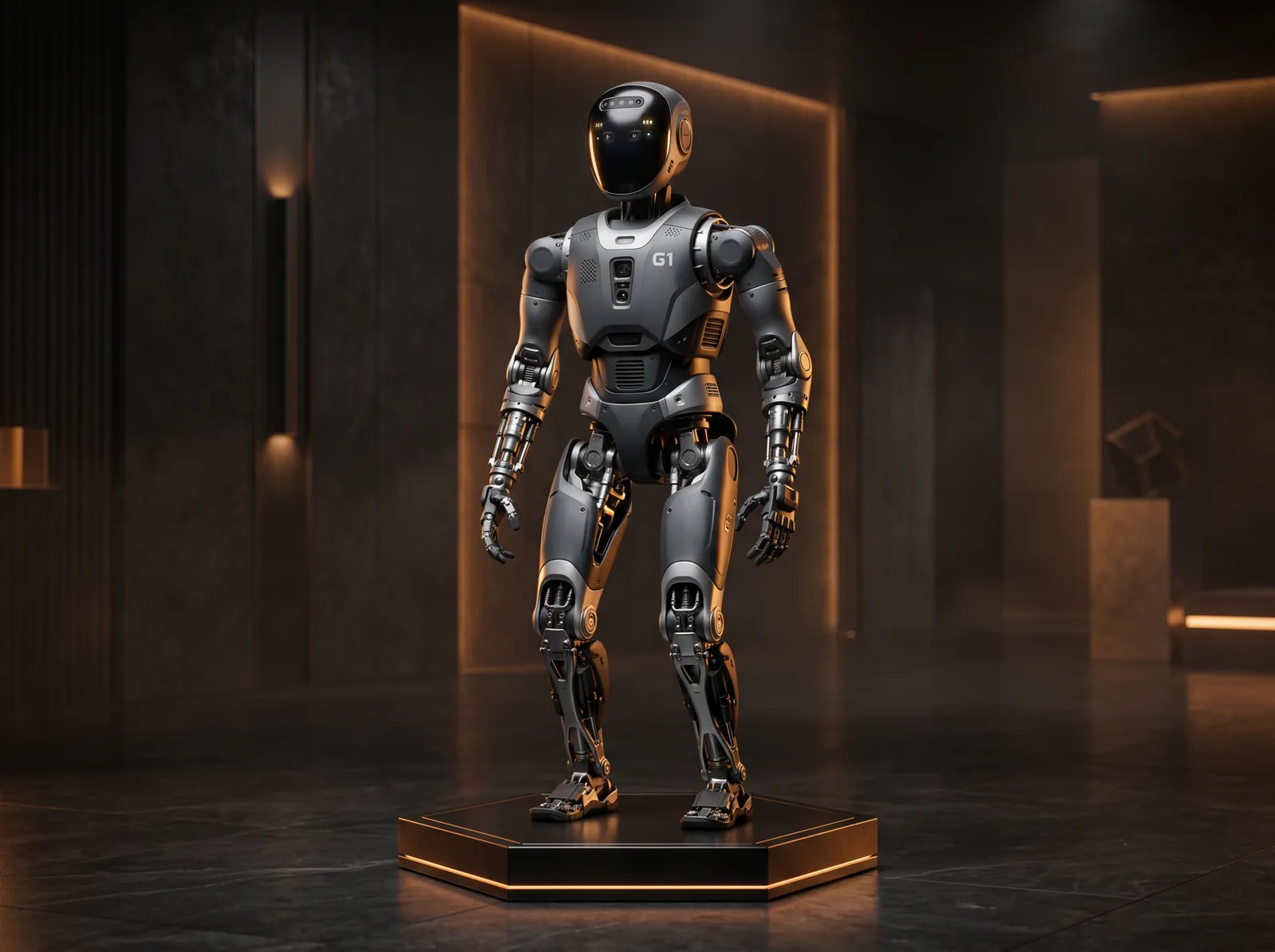 Unitree Robotics G1 displayed in the Domomata showroom (visualization)
